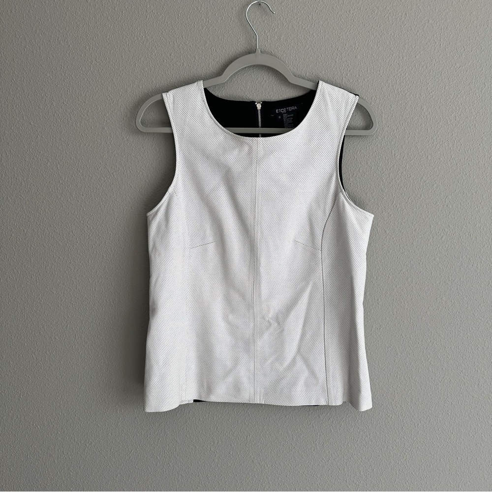 Etcetera White Genuine Leather Sleeveless Top. 8